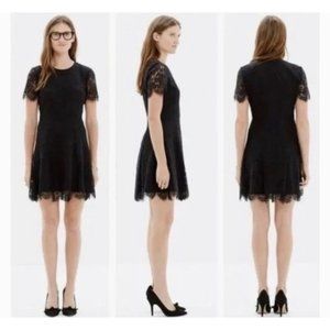 Madewell Black Lace Floral Short Sleeve Shift Dress
